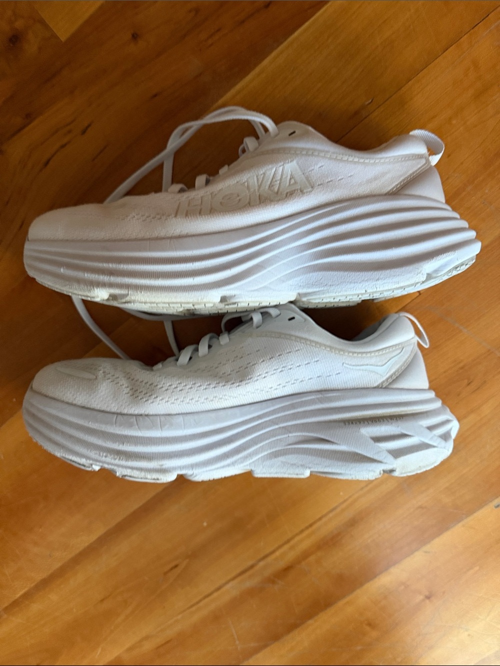 Hoka Bondi 8 White Cushioned Running Sneakers - Picture 3 of 13
